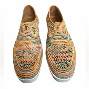 CLERGERIE PARIS Lisa4 pastel raffia wedge oxford NWB 7.5 / 38 $445